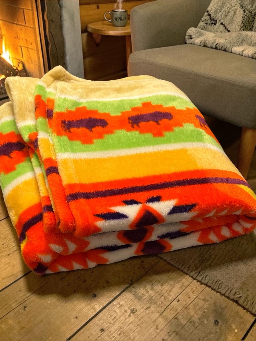 St Labre Indian School Soft Plush Throw Blanket Buffalo Native American Western